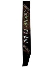 Bachelorette bride to be non flashing sash - black